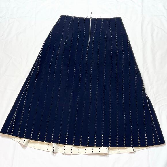 Dion Lee Embellished Perforated Pleated Skirt US 8 Blue Polyester Zipper 2016 - Picture 2 of 16